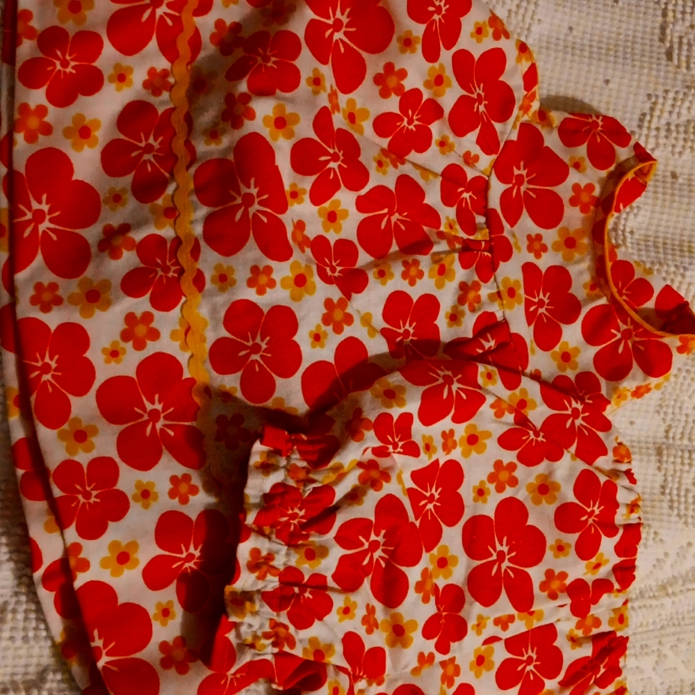 Pretty orange and white dress with bloomers.